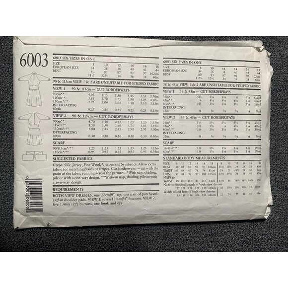 New Look Misses Dress Sewing Pattern sz 8-18 6003 - uncut - Picture 2 of 3